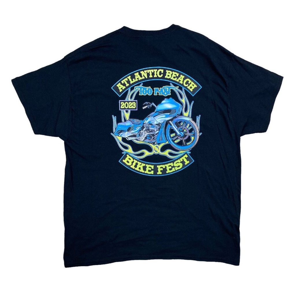 Atlantic Beach SC Bike Fest 2023 T-Shirt Size XL Too Fast Black Motorcycle NWOT